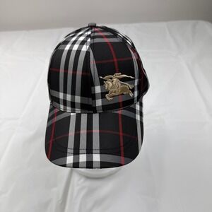 Burberry London Baseball Cap Black House Check Gold Prorsum Knight Logo Cotton